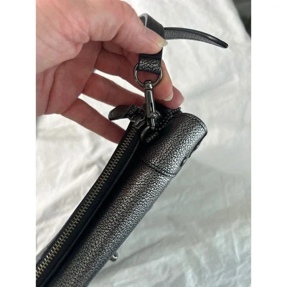 COACH Rhyder Crossbody Bag Metallic Pewter Pebbled Leather 34232 - Picture 6 of 12